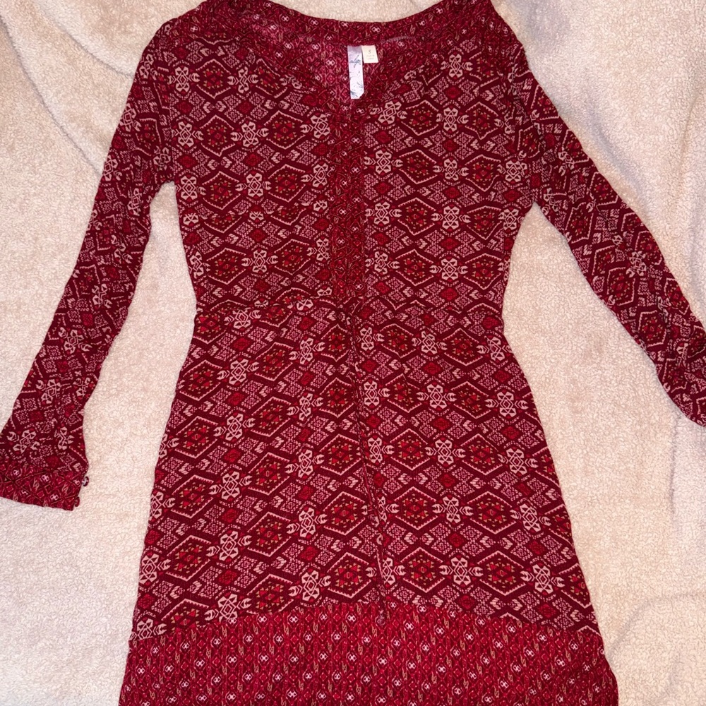 Alya Bohemian Red Patterned Dress